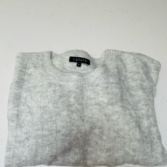 NWT 1.STATE Cable Knit Sweater Silver Heather Size L $99 Retail - Picture 9 of 12